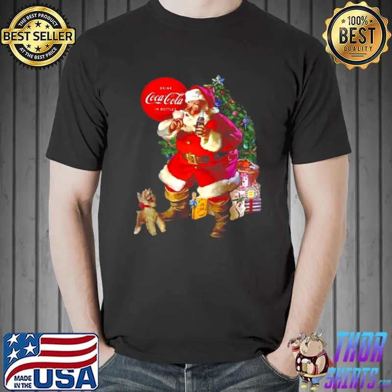 Official Coca Cola Santa Claus Christmas Logo Raglan Baseball Tee Shirt Unisex