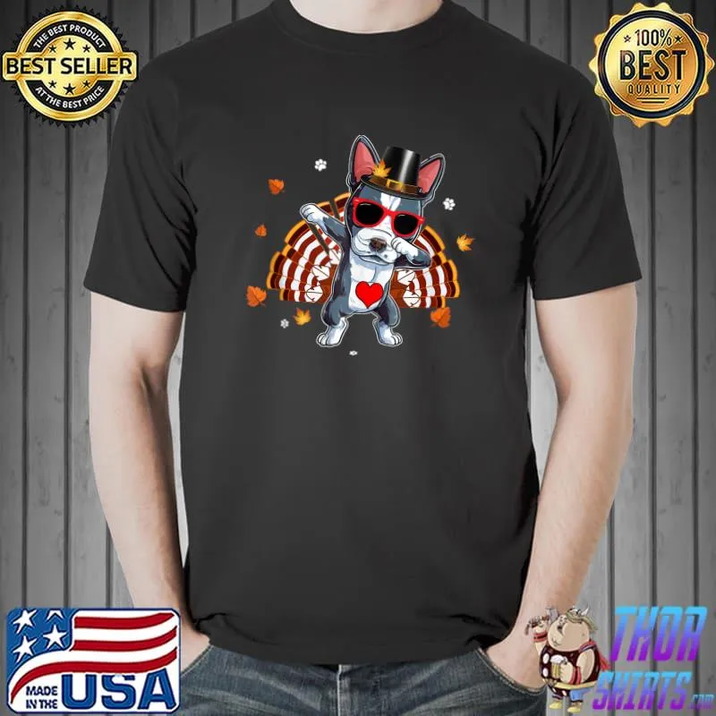 Official dabbing Boston Terrier Thanksgiving Day Dog Pilgrim Boys Kid T-s Unisex