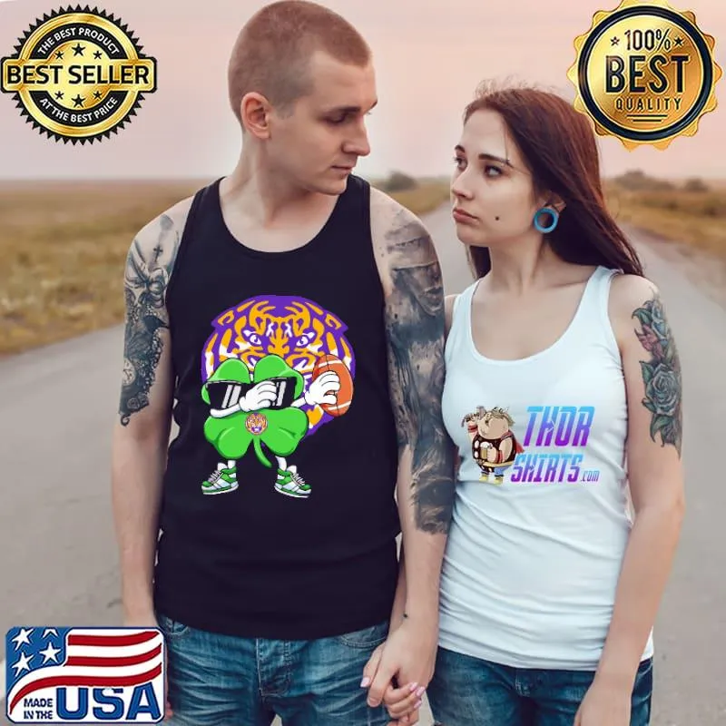 Official Dabbing Shamrock Football St Patricks Day LSU Tigers Shirts Tank Top