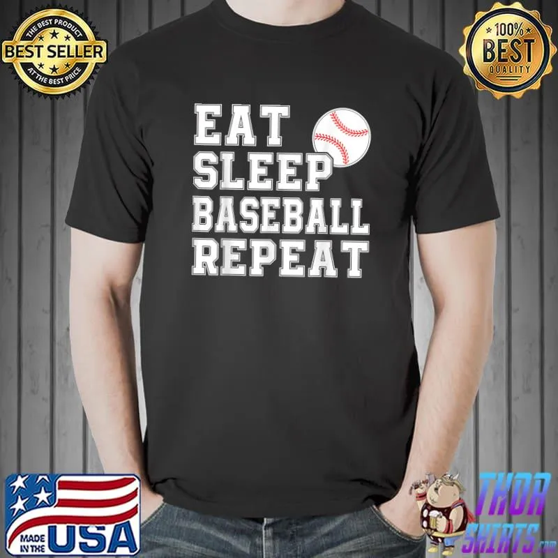 Official eat Sleep Baseball Repeat Catcher Pitcher Funny Cool Player T-Shirt Unisex