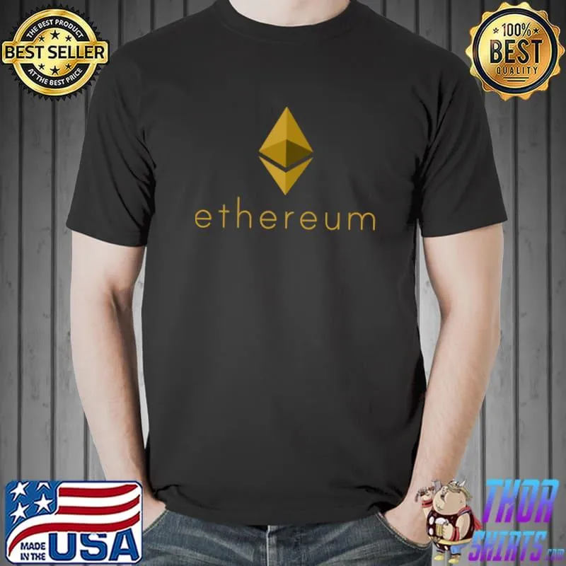 Official Ethereum ETH Logo Gold Cryptocurrency Crypto Men T-Shirt Unisex