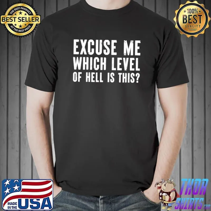 Official excuse me which level of hell is this Funny Ironic Quote T-shirts Unisex