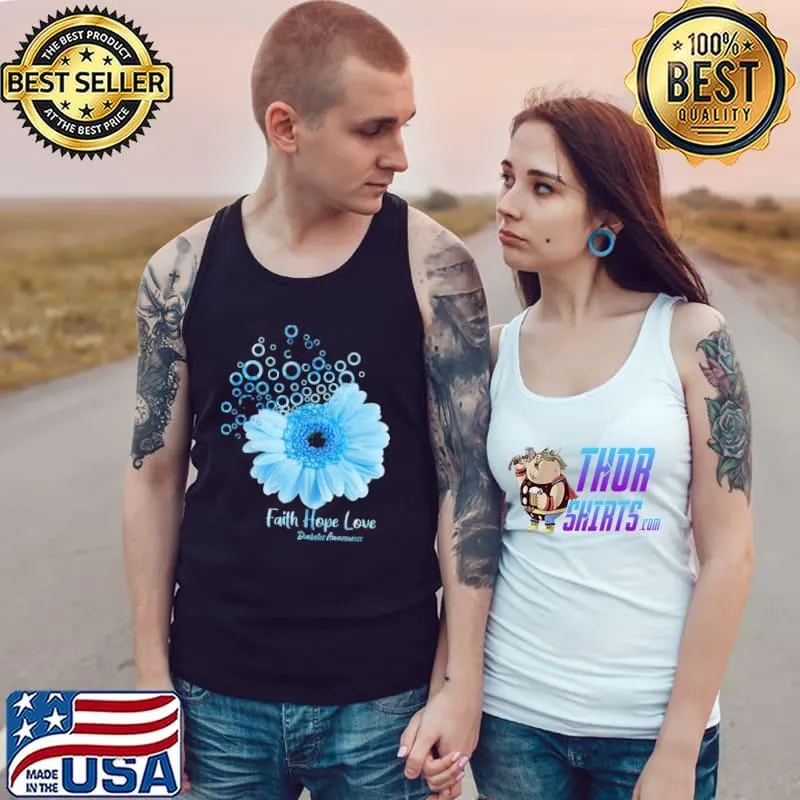 Official faith Hope Love Diabetes Awareness Flower Shirt Tank Top