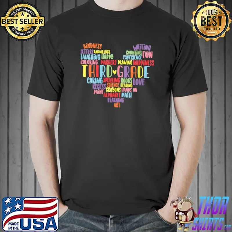 Official first Day Of School Third Grade Teacher Word Cloud Heart T-Shirt Unisex