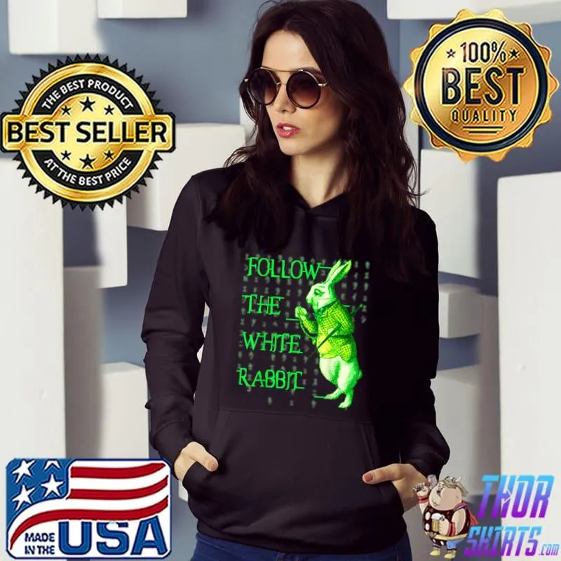 Official follow the White Rabbit Computer Code Video Gamer Geek Gift T-Shirt