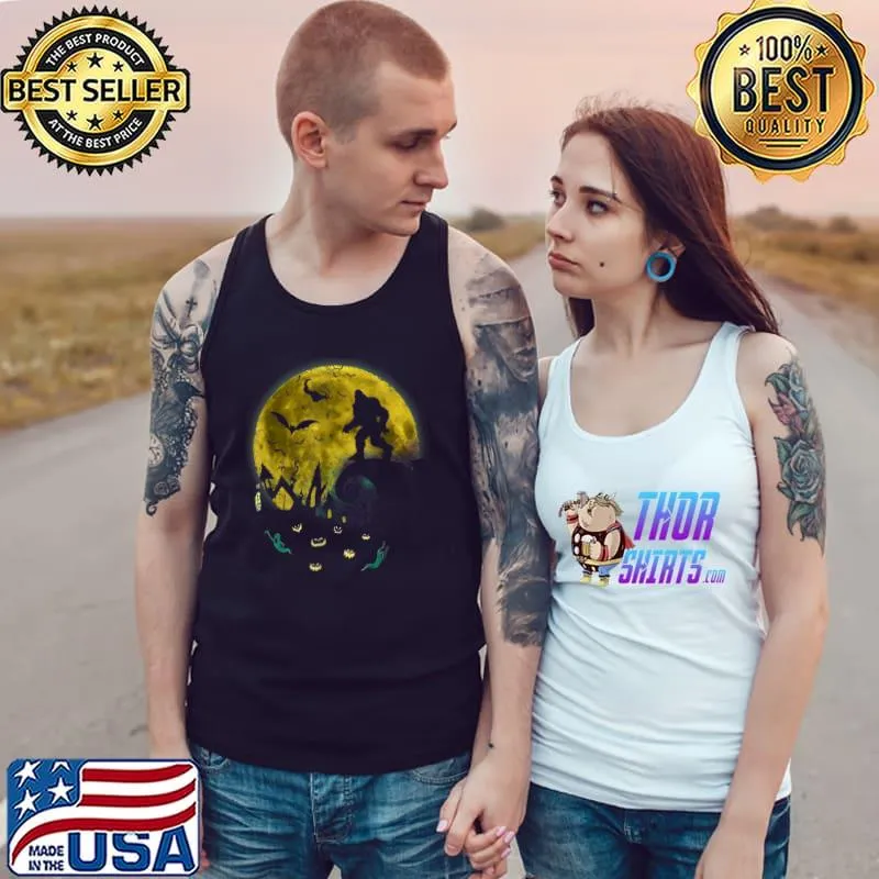 Official funny Halloween Bigfoot Trick or Treating Full Moon Bigfoot T Shirt Tank Top