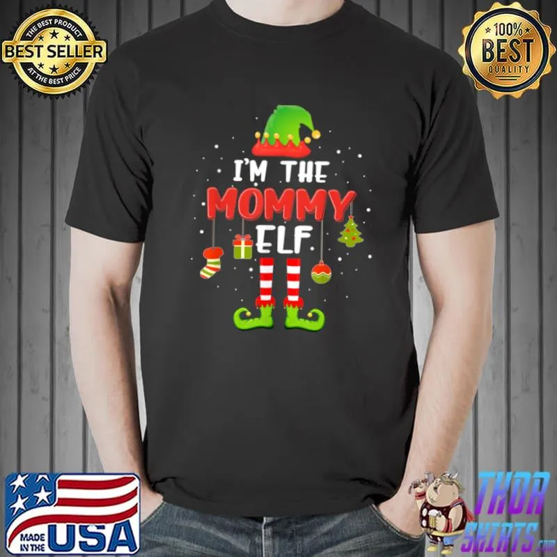 Official funny The Mommy Elf Matching Family Group Gift Christmas T Shirt Unisex