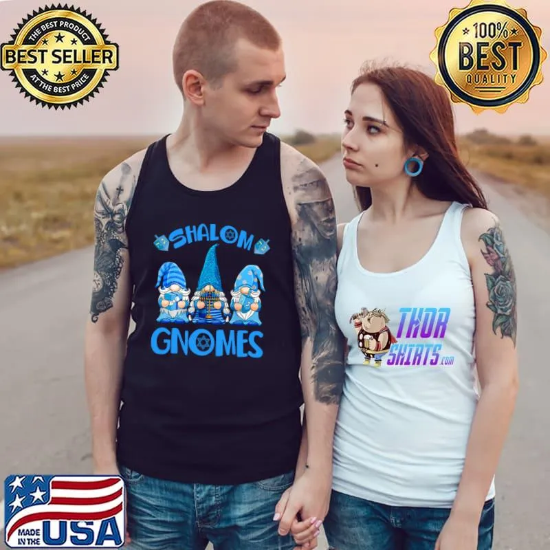 Official Gnome Hanukkah Funny Jewish Shalom Gnomes Chanukah Lights T- Tank Top