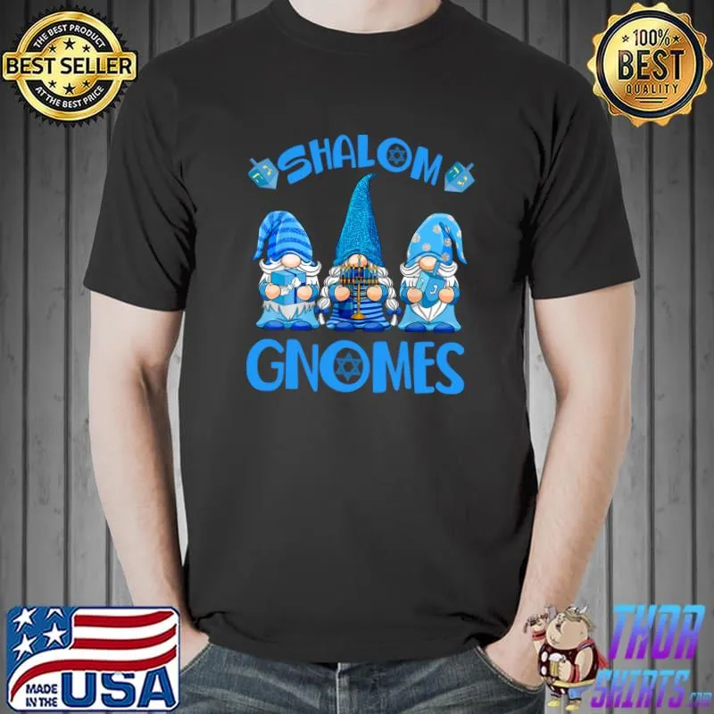 Official Gnome Hanukkah Funny Jewish Shalom Gnomes Chanukah Lights T-shirt
