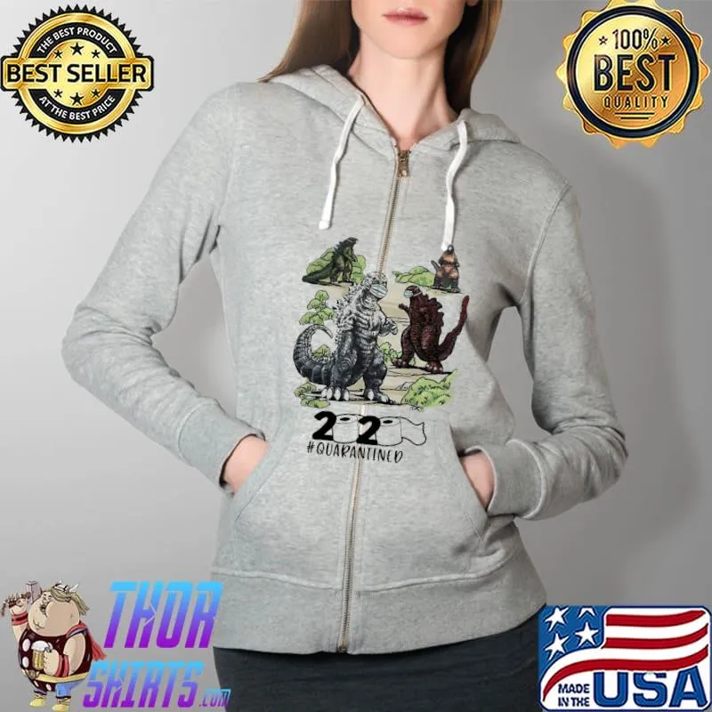 Official Godzilla Mask 2020 Quarantined Shirt Full Zip Hooded