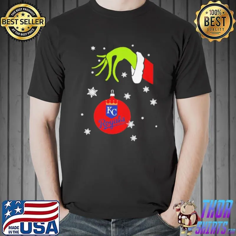 Official Grinch hand holding ornament Kansas city royals snowflake christmas Unisex