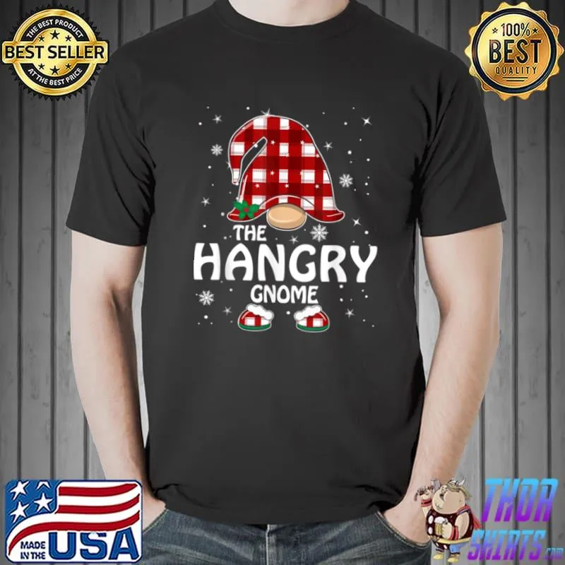 Official Hangry Gnome Buffalo Plaid Matching Family Christmas Pajama T Shirt Unisex
