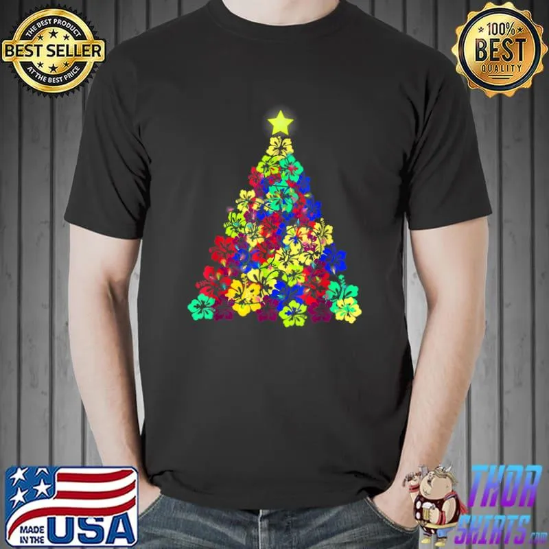 Official Hawaiian Christmas Hibiscus Flower Tree Hawaii Tropical xmas T-Shirt Unisex