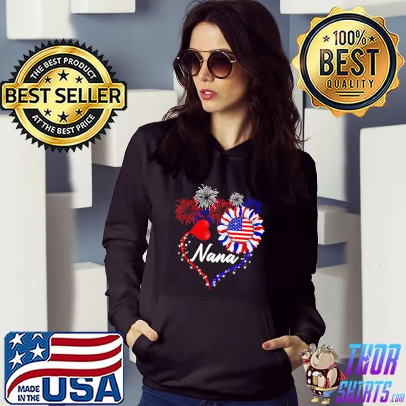 Official Heart Flower Nana America Flag Happy New Year Shirt
