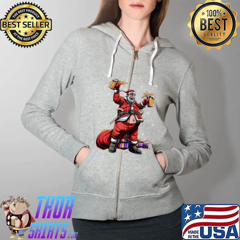 Official holiday Santa Claus Funny Christmas Beer Drinking Humor T-s Full Zip Hooded