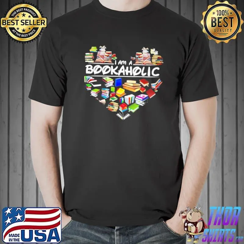 Official i Am A Bookaholic Heart Shirt Unisex