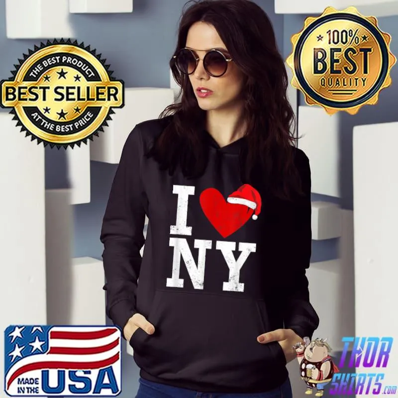 Official i Heart Love NY New York City NYC Santa Hat Christmas T-Shirt