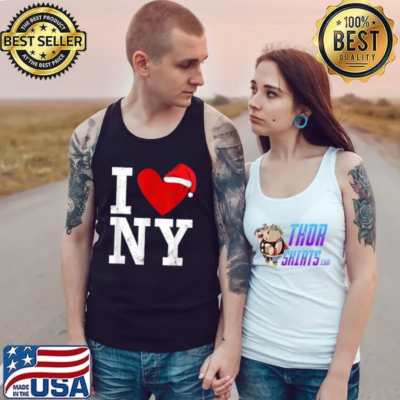 Official i Heart Love NY New York City NYC Santa Hat Christmas T-Shirt Tank Top