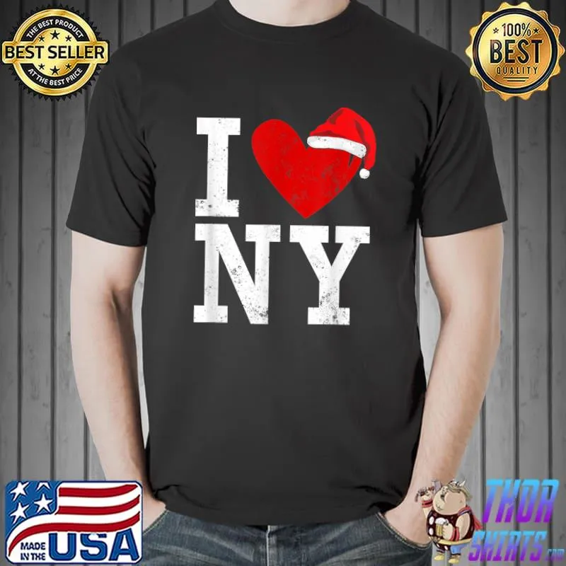 Official i Heart Love NY New York City NYC Santa Hat Christmas T-Shirt Unisex
