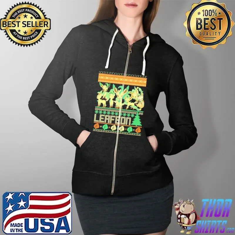 Official leafeon Ugly Christmas Style T-Shirt Full Zip Hooded