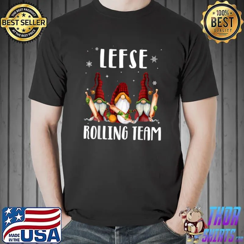 Official lefse Rolling Team Gnomes Christmas Xmas Plaid Kids Family T-Shirt Unisex