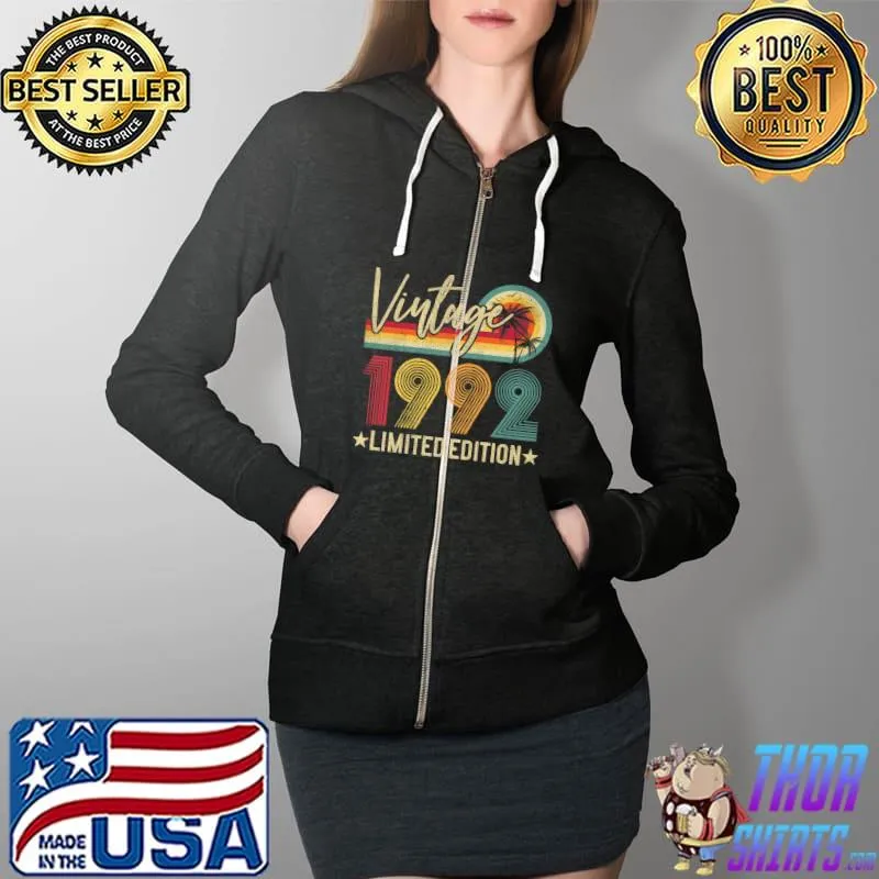Official limited Edition 1992 30th Birthday Gift Vintage 30 Years Old Premium T-Shirt Full Zip Hooded