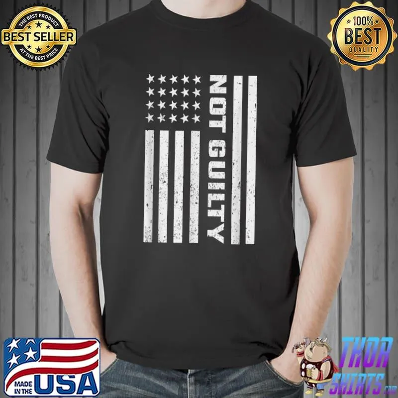 Official Mens not guilty usa flag Conservative and republican T-Shirt
