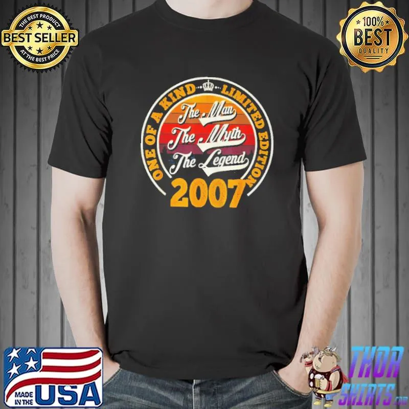 Official Mens the man myth legend 2007 15th birthday for 15 years old shirt
