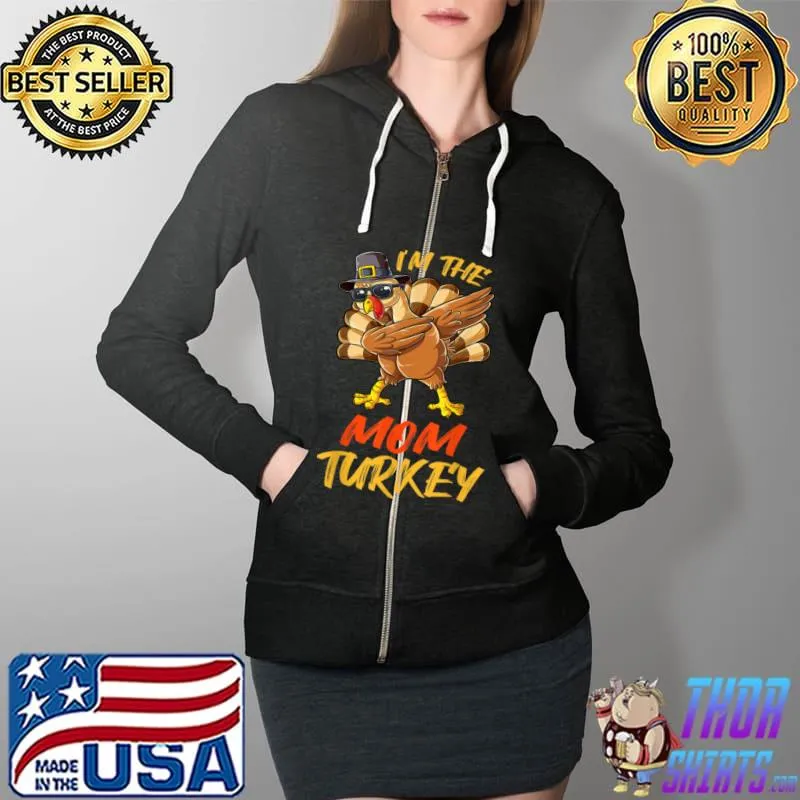 Official Mom Turkey Matching Family Group Thanksgiving Party Pajama T Shirt Full Zip Hooded