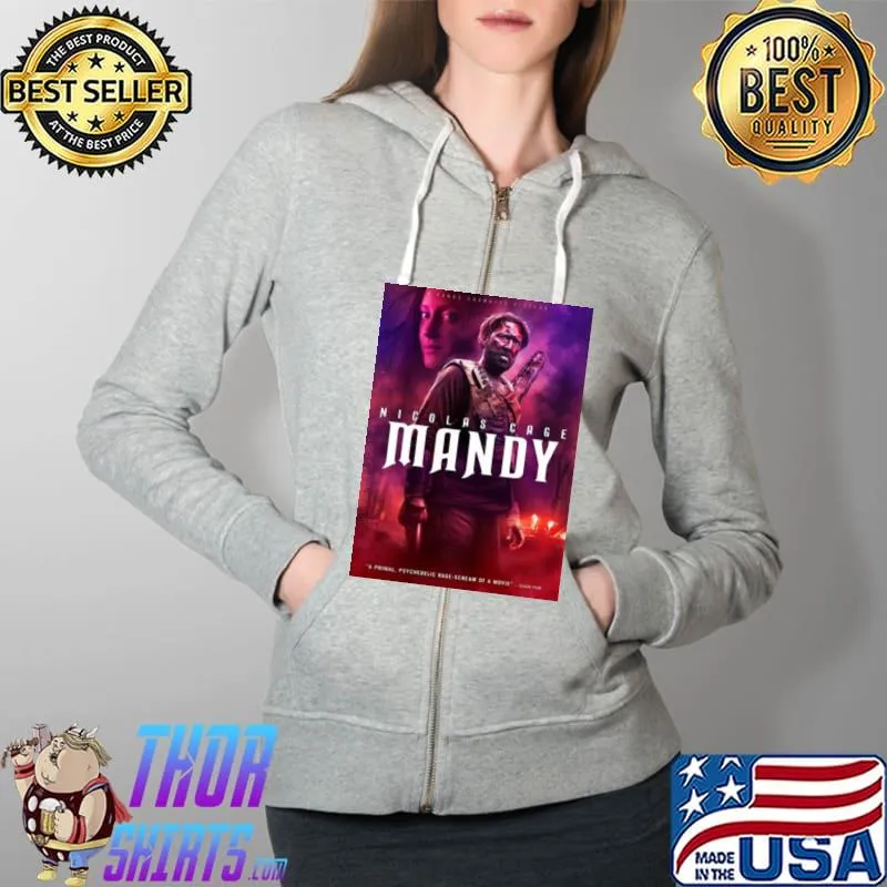 Official Nicolas Cage Mandy Movies Poster T Full Zip Hooded