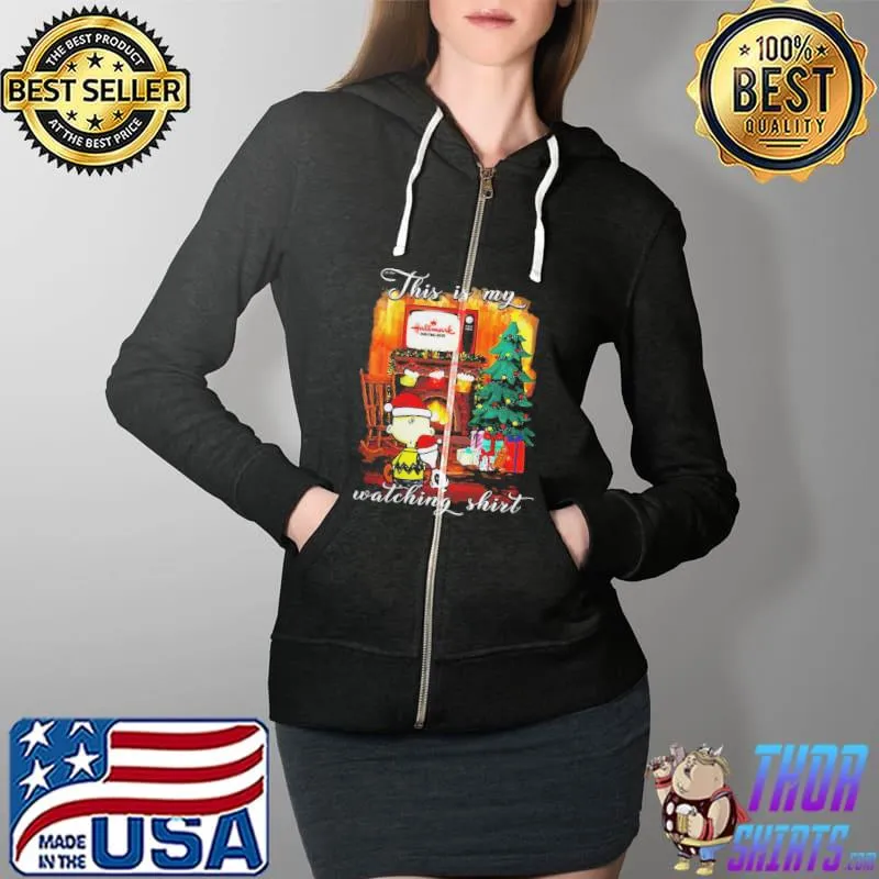 Official Official Funny Snoopy And Charlie Brown This Is My Hallmark Christmas Movie Watching Shirt Full Zip Hooded