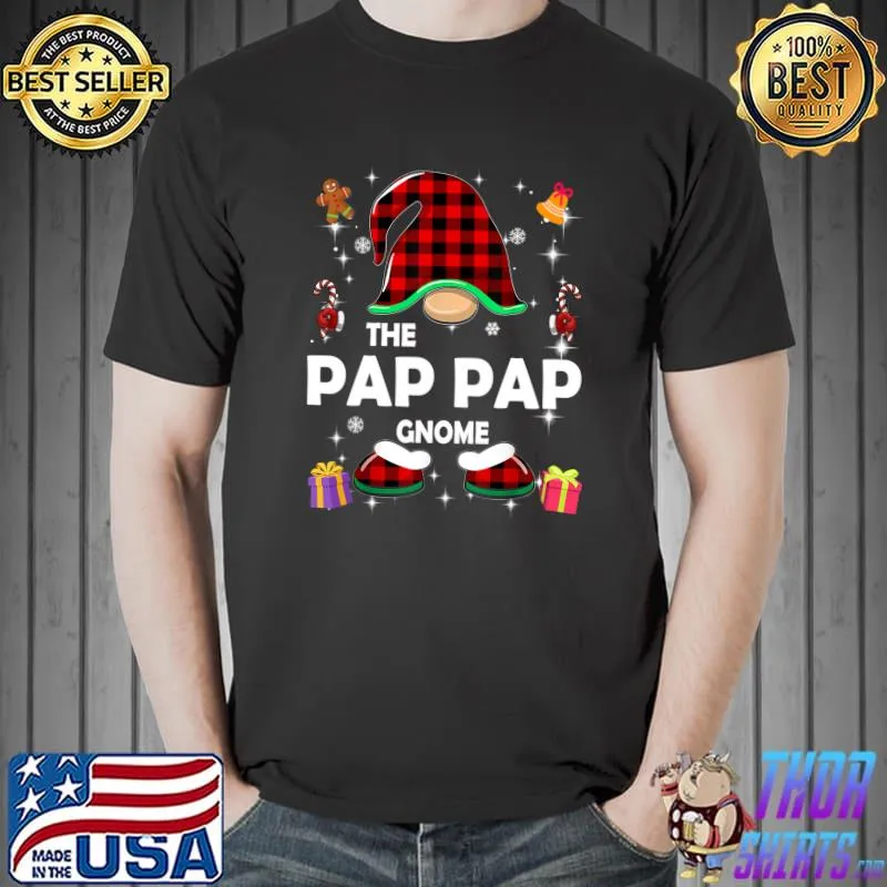 Official Pap Pap Gnome Buffalo Plaid Matching Christmas Pajama Family T-Shirt Unisex