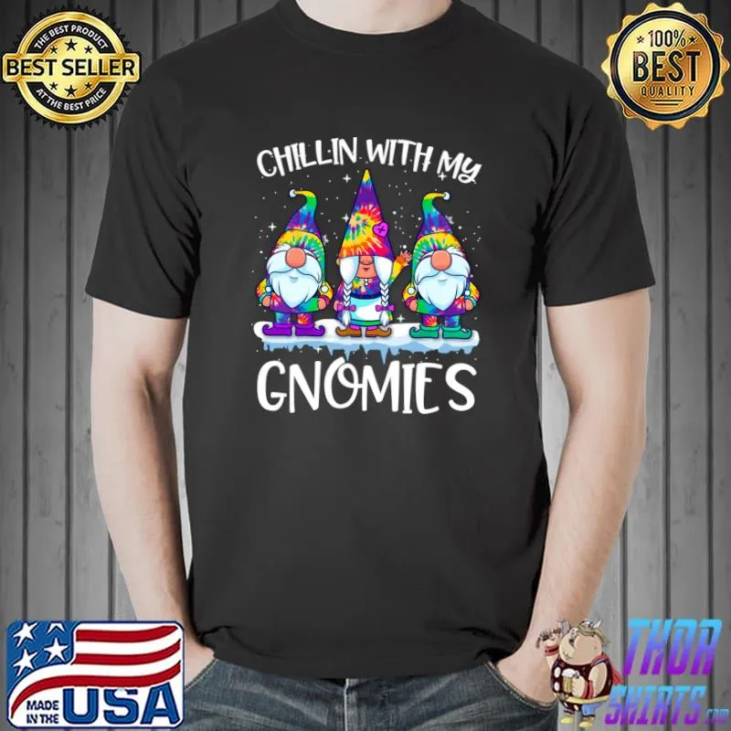 Official Peace Christmas Gnome Hippie Chillin With My Gnomies Tie Dye T-shirt