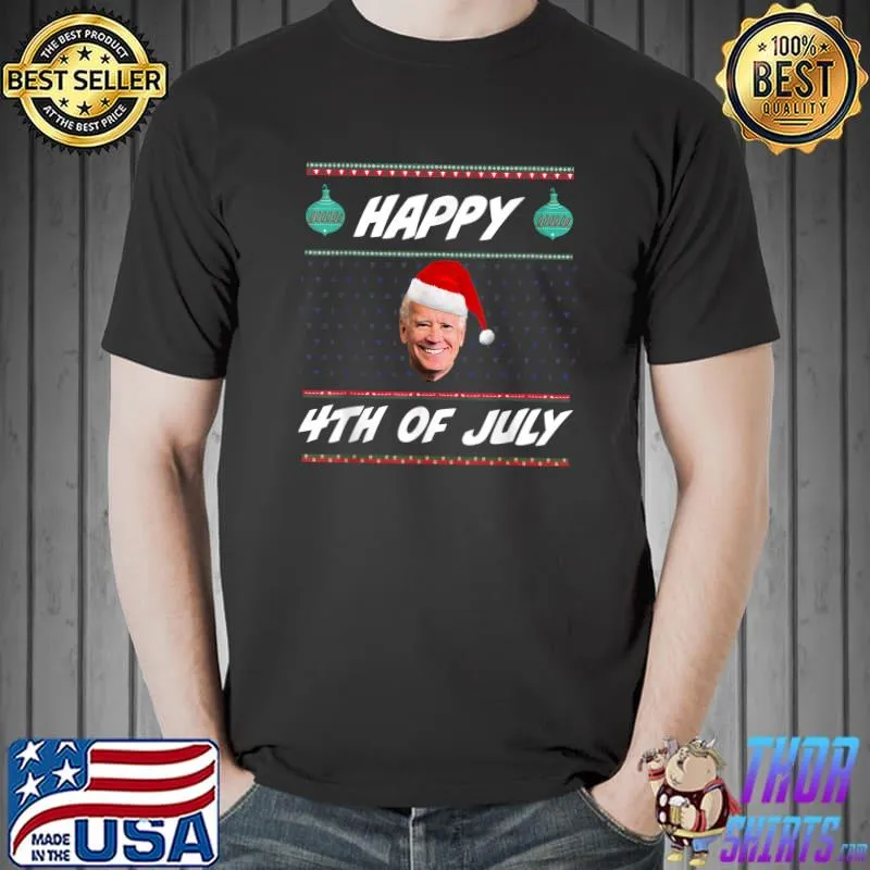 Official Santa Joe Biden Happy 4th of July Ugly Christmas Sweater T-Shirt