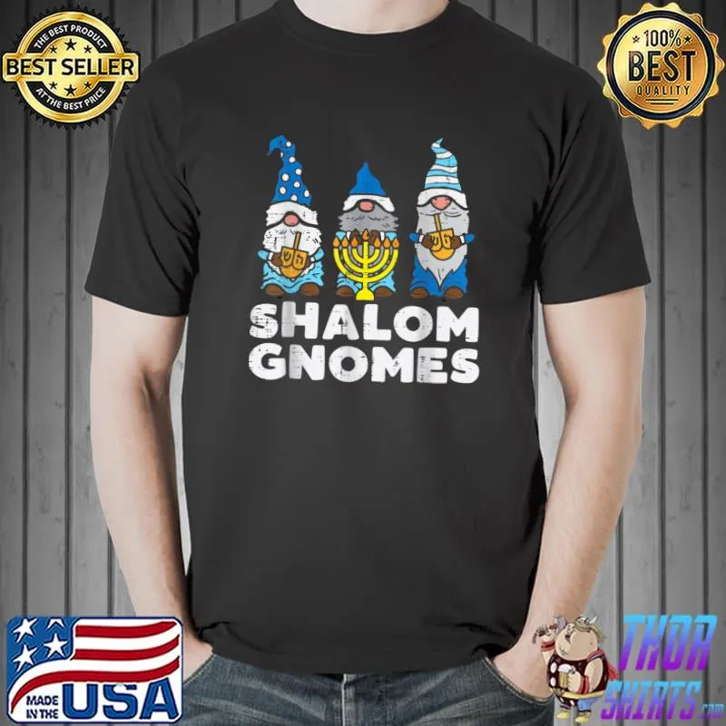 Official Shalom Gnomes Funny Jew Hanukkah Pajamas Chanukah PJs Women T-Shirt