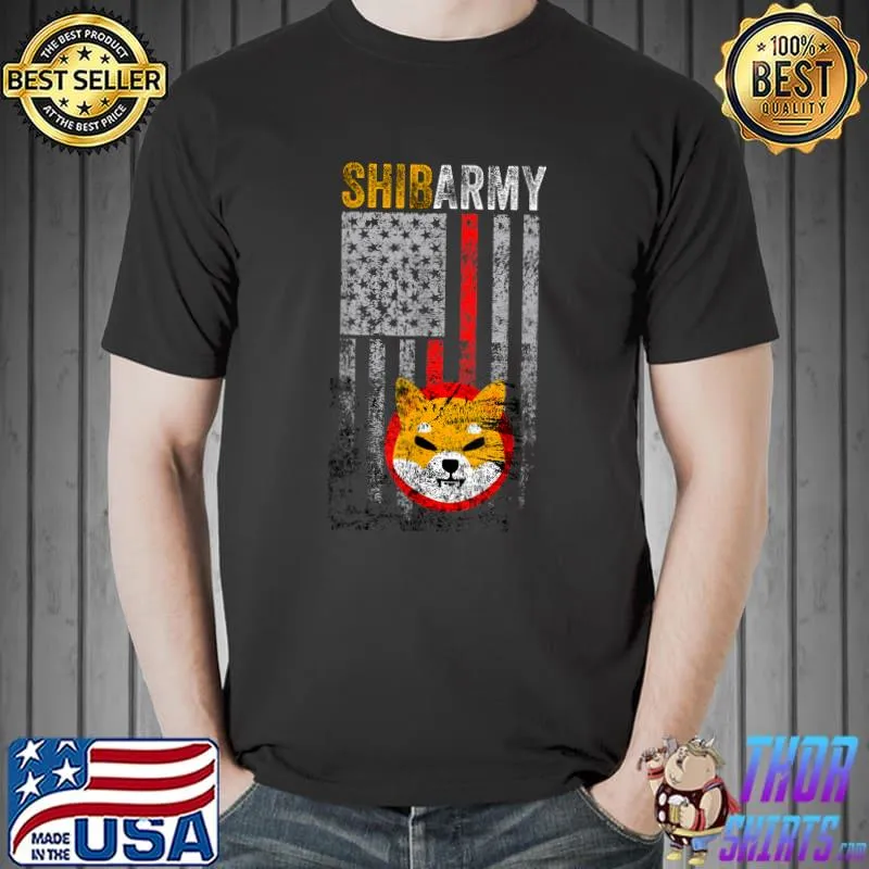 Official shiba army, Shiba Inu coin with american flag T-Shirt Unisex