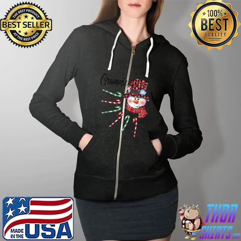 Official Snowman Grammie Candy Cane Red Plaid Christmas Gifts T Shirt Full Zip Hooded