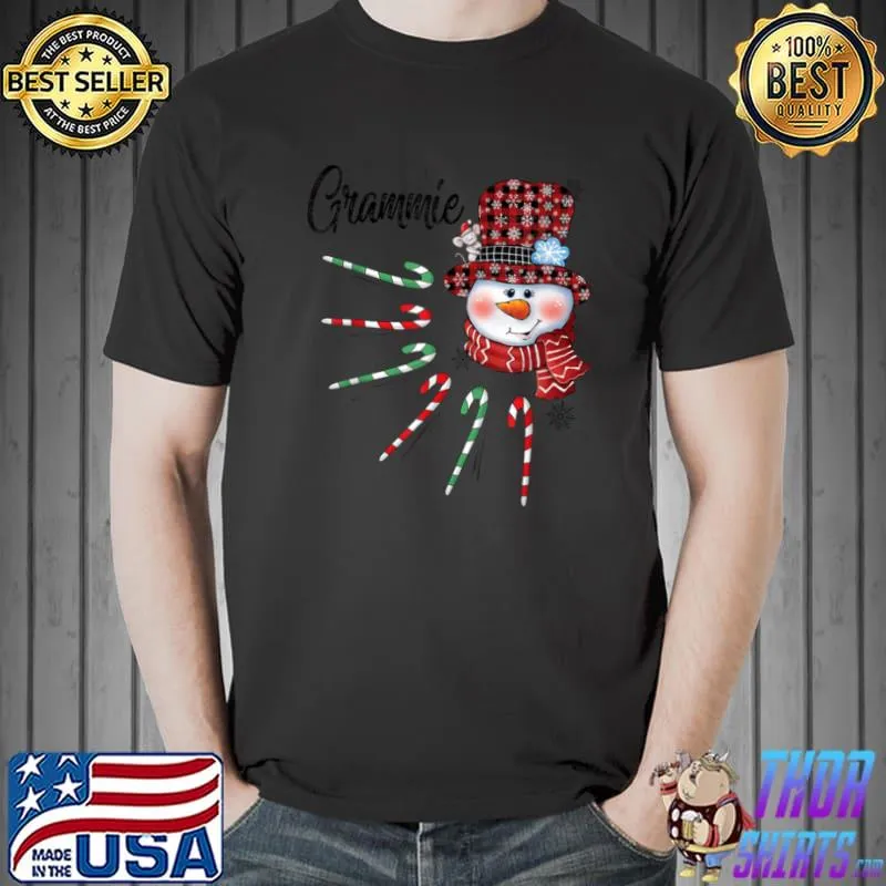 Official Snowman Grammie Candy Cane Red Plaid Christmas Gifts T Shirt Unisex