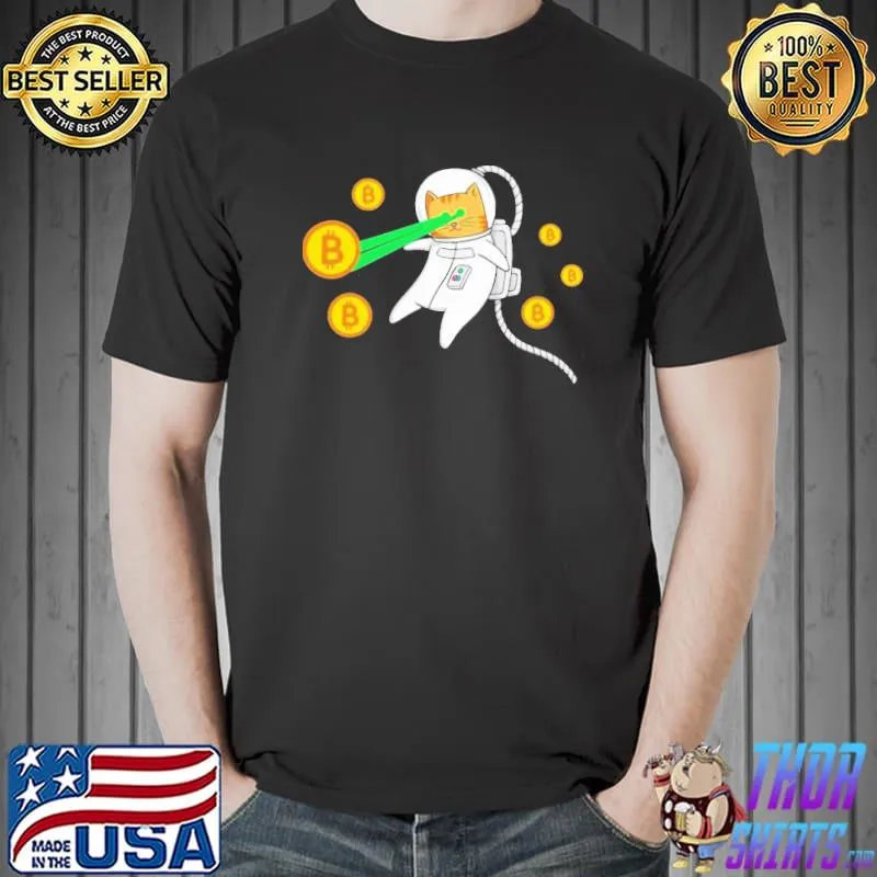 Official Space Astronaut Cat Bitcoin Laser Eyes Cryptocurrency BTC Cat Shirt Unisex