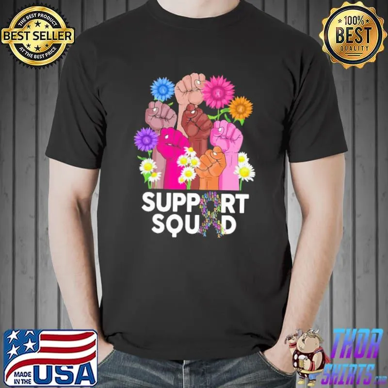 Official Support Squad Flower Cancer Awareness Hand Shirt Unisex