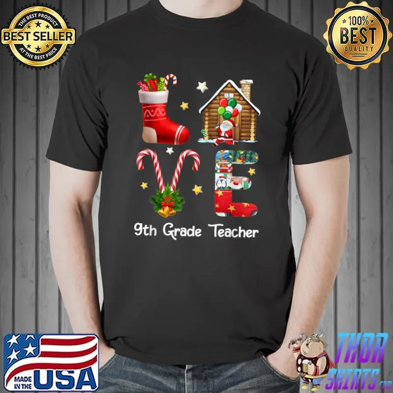 Official Teacher Christmas 9th Grade Teacher Love Xmas Red Plaid T-Shirt Unisex