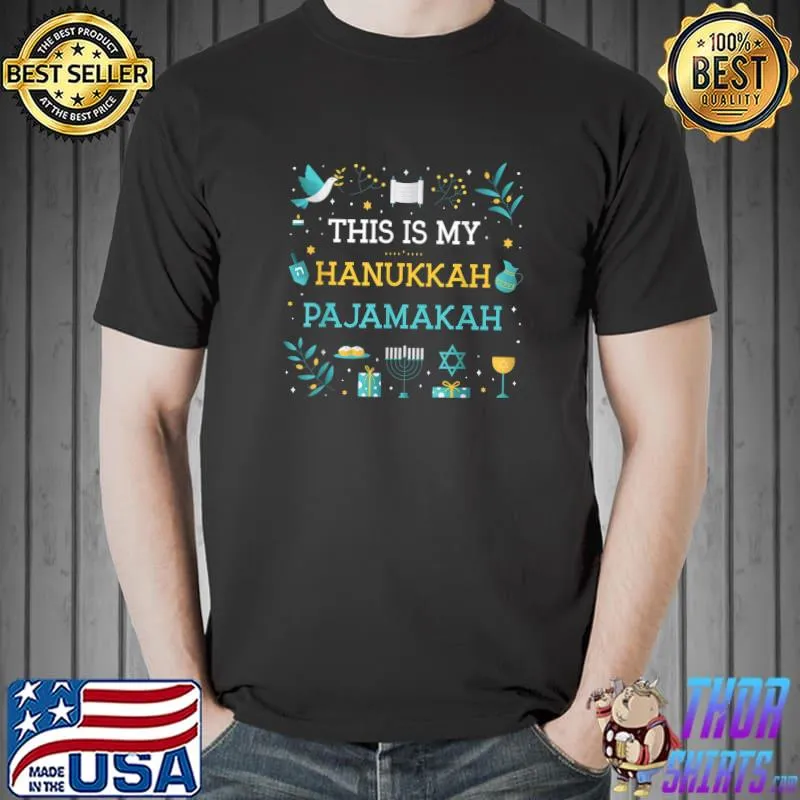 Official This Is My Hanukkah Pajamakah Funny Hanukkah Pajamas T-Shirt Unisex