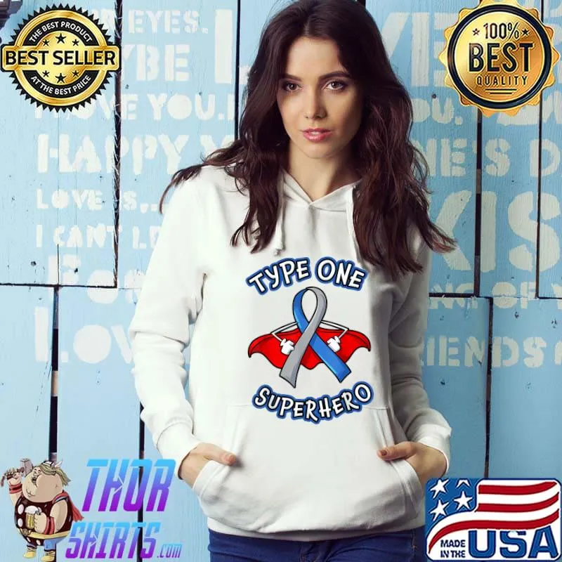 Official type 1 Diabetes Superhero Awareness Gift Diabetic Boys Girls T-Shirt Hoodie
