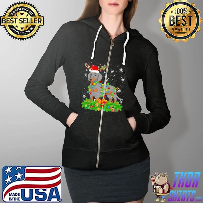 Official Wiener Dachshund Reindeer Wiener Dachshund Christmas Shirt Full Zip Hooded