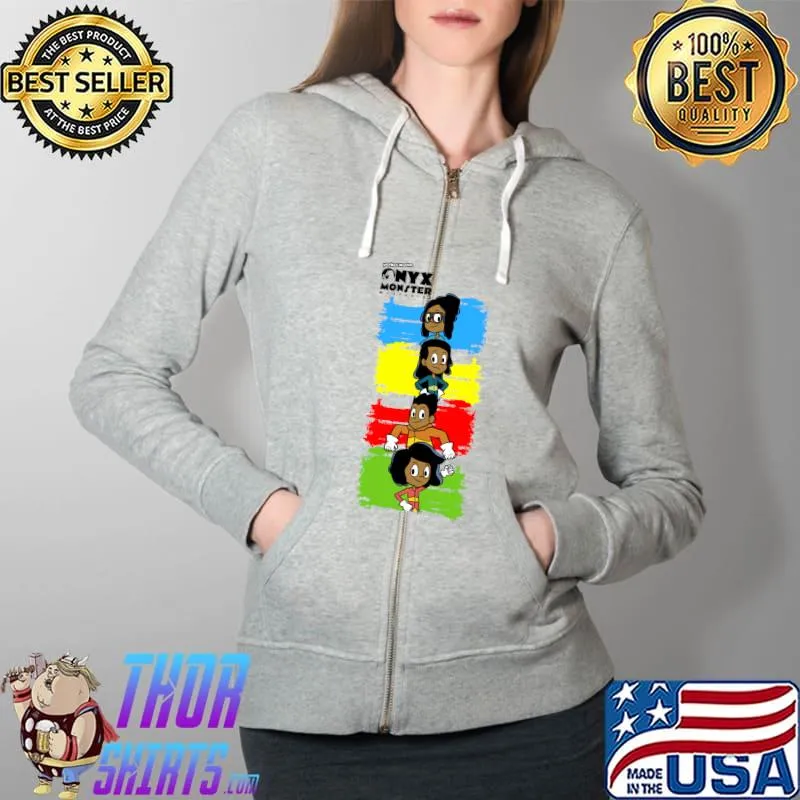 Onyx Monster Mysteries Scribble Color Stacked T-Shirt Full Zip Hooded