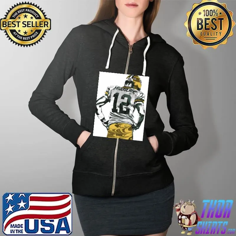 Original Aaron Rodgers Green Bay Packers Rugby Shirt Full Zip Hooded