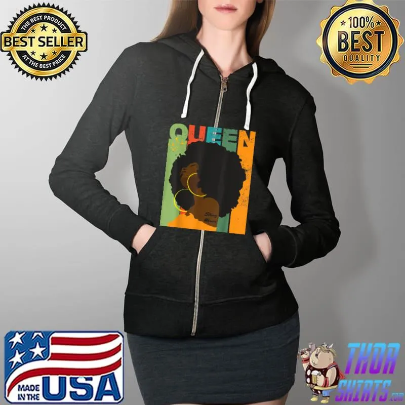 Original African American Black Queen Hair Words Black History Month T Shirt Full Zip Hooded