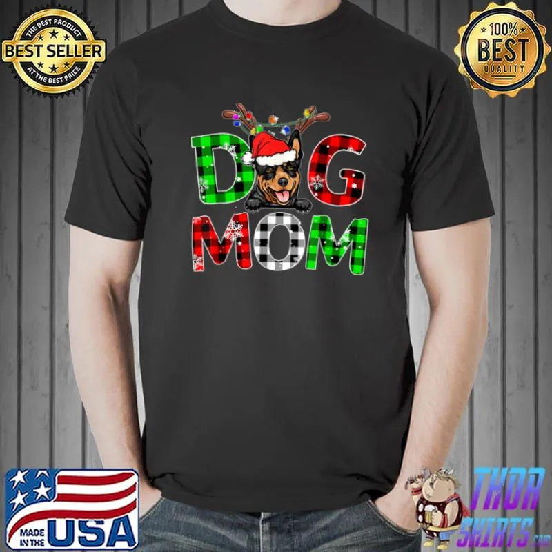 Original Australian Kelpie Dog Mom Buffalo Plaid Xmas Reindeer Horn T Shirt Unisex