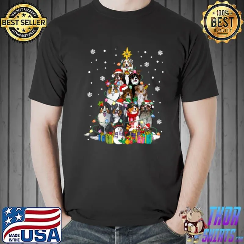 Original Australian Shepherd Christmas Tree Family Matching Christmas T Shirt Unisex