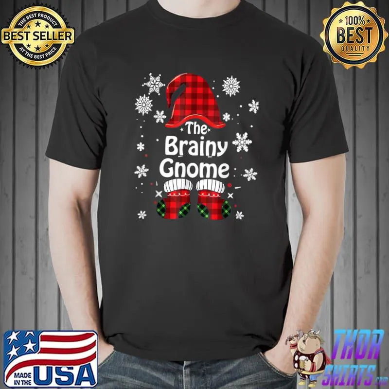 Original brainy Gnome Buffalo Plaid Christmas Family Matching Pajama T-Shirt Unisex